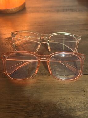 Transparent Pink and Clear Blue Light Glasses Duo
